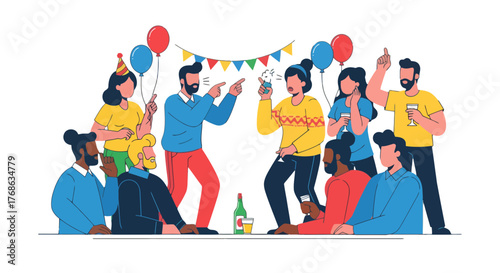 Joyful Gathering Of Friends Celebrating Festivities With Beverages Party Vibe