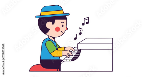Joyful Pianist Playing Melodies With Energetic Rhythm And Musical Animation