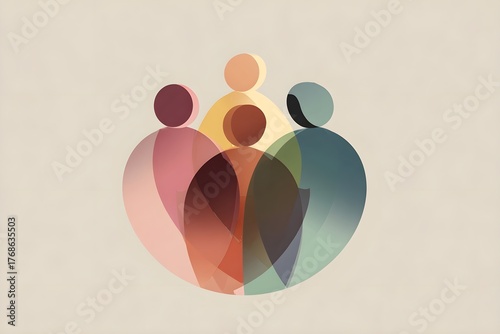 Abstract human figures in circle symbolizing unity and diversity