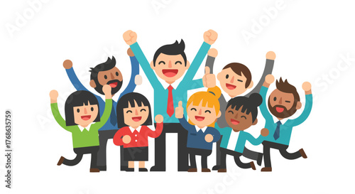Joyful Team Celebrating Success Together With Enthusiasm Demonstrating Victory and Achievement