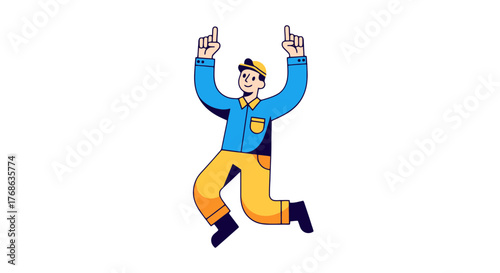 Joyful Character Vector Celebrating Achievement And Jumping High Into The Air