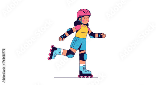 Joyful Vector Illustration Depicting Inline Skating Adventures Against A Stunning Black Backdrop