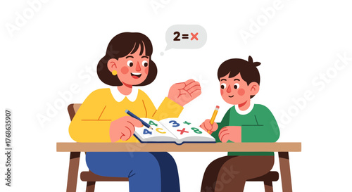 Learning Equation: A Teacher Explains the Details of Numbers to a Young Student