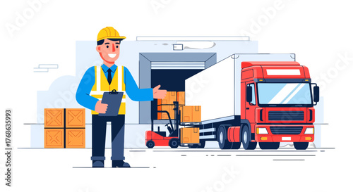 Logistician Welcoming And Directing The Transportation Of Goods In A Warehouse