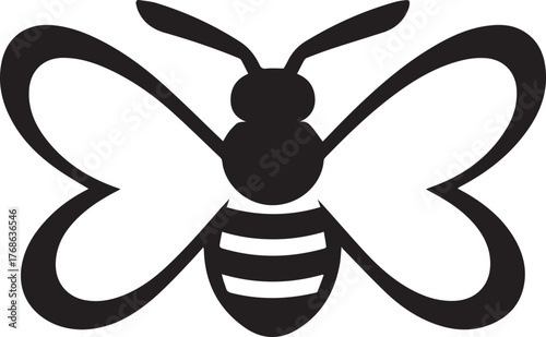 wasp silhouette style minimal vector art icon illustration on a white background.
