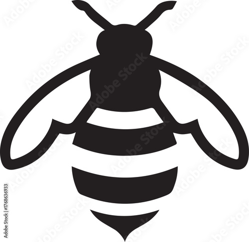 wasp silhouette style minimal vector art icon illustration on a white background.
