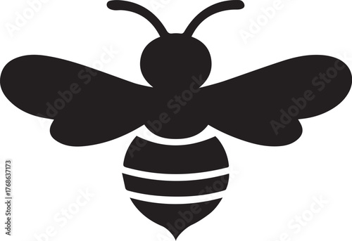 wasp silhouette style minimal vector art icon illustration on a white background.
