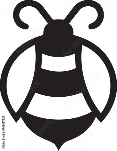 wasp silhouette style minimal vector art icon illustration on a white background.
