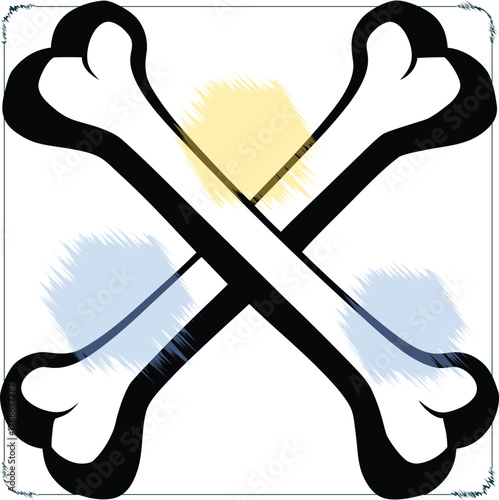 Crossed Bones with Artistic Brush Strokes A Symbolic Representation of Danger and Mischief Featuring Stylized Bone Graphics and Abstract Painted Textures for Various Design Purposes