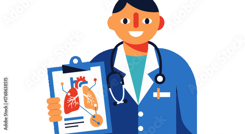 Medical Professional Holding Anatomy Illustration on a Clipboard, Diagnostic Concept