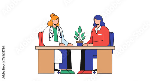 Medical Consultation Illustration Representing Healthcare And Patient Communication