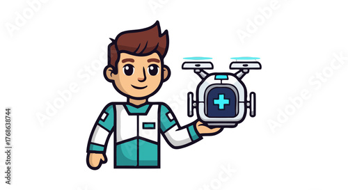 Medical Drone Operator Presenting High Tech Healthcare Solutions in the Era of Technology