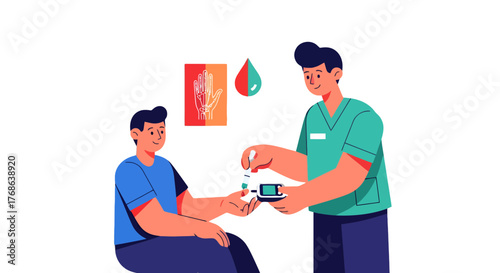 Medical Professional Testing Patient's Blood to Identify Glucose Levels and Ensure Wellbeing