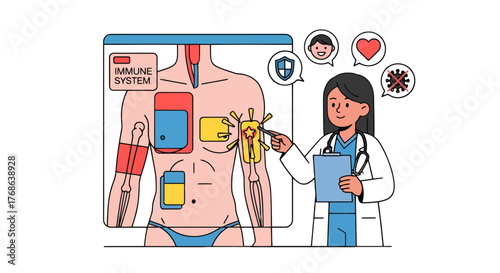Medical Illustration Explaining Immune System Function And How It Defends The Body