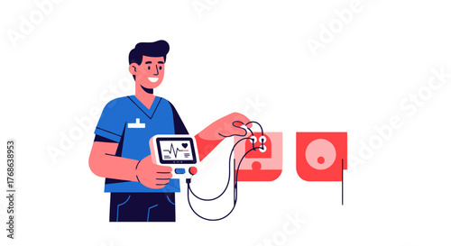 Medical Professional Using a Heart Rate Monitor for Assessing Patient Health Parameters