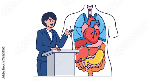 Medical Presentation about System Organs for Education With Anatomical Diagram Display