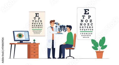 Medical Professionals Assessing Visual Acuity With Comprehensive Eye Examination Procedures