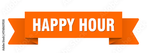 happy hour ribbon isolated on transparent background. happy hour ribbon