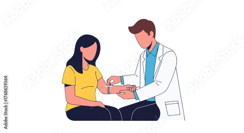 Medical Professional Applies Tourniquet on a Patient's Arm for Procedure