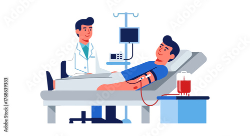 Medical Scene Depicting Blood Donation Process Conducted In A Hospital Environment