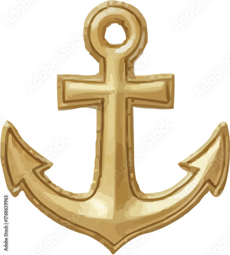 Golden anchor nautical symbol of hope and stability