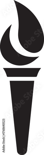 Torch silhouette style minimal vector art icon illustration on a white background.
