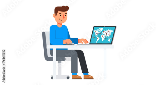 Online Networking and Global Connections Depicted Through Computer Usage Abstract