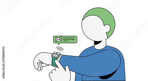 Modern Wearable Technology: Smartwatch Notification Showing A New Received Message