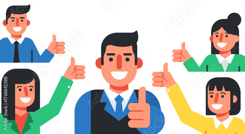 People Giving Thumbs Up: Creative Illustration of Approval and Agreement for Business
