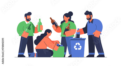 People Recycling Bottles and Bottles in a Bin for the Benefit of Our Planet