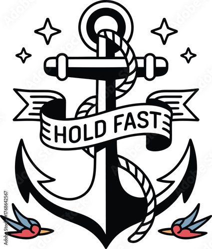 Hold Fast anchor tattoo vector artwork nautical symbolism classic marine graphic design