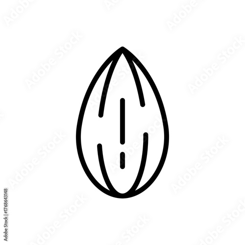 Whole Almond Nut Line Icon Vector Illustration