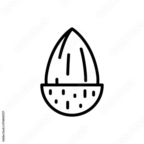 Half-Shelled Almond Line Icon Vector Illustration