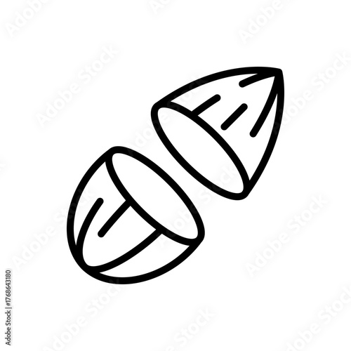 Sliced Almond Icon Outline Vector Illustration