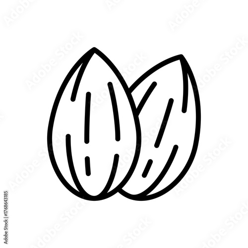 Pair of Almond Nuts Icon Outline Vector Illustration