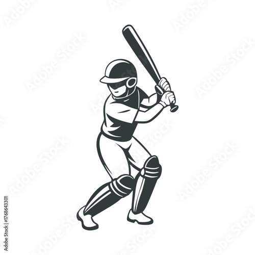 Young baseball player swinging a bat ready for action sports graphic