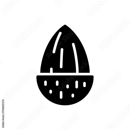 Half Shelled Almond Silhouette Icon Vector Illustration