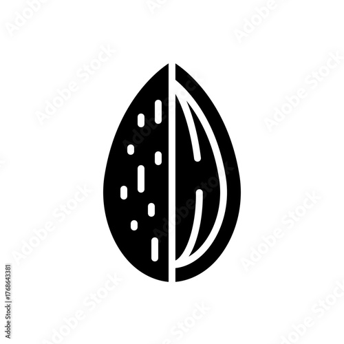 Split Almond Silhouette Icon Vector Illustration