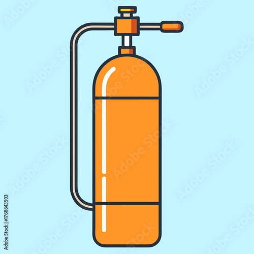 Orange Oxygen Tank Illustration on Pastel Blue Background