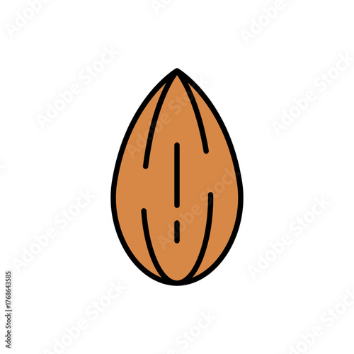 Whole Almond Nut Icon Vector Illustration