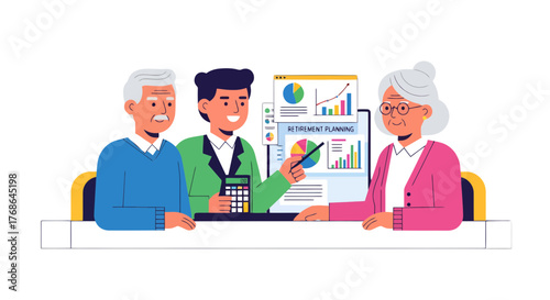 Planning For Retirement With Financial Advisor And Senior Couple At Meeting