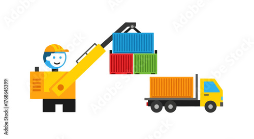 Shipping Logistics Illustration: A Colorful Graphic Depicting Cargo Transportation Process
