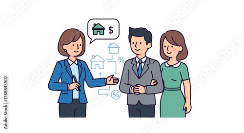 Real Estate Agent Explaining Housing Options And Strategies For Prospective Homebuyers