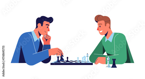 Strategic Chess Match: Two Individuals Engage In Intense, Competitive Gameplay