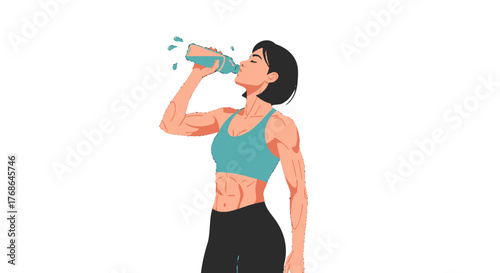 Strong Athlete Rehydrating After Intense Workout, Illustrative Representation