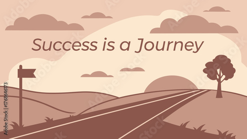 : Long Road to Horizon — Success Journey Motivational Vector 