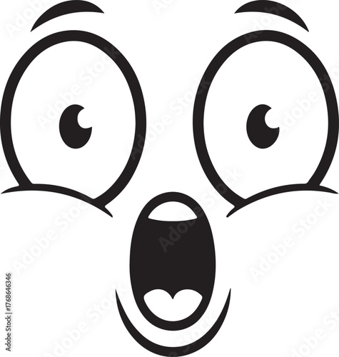 a cartoon face with open mouth and eyes silhouette