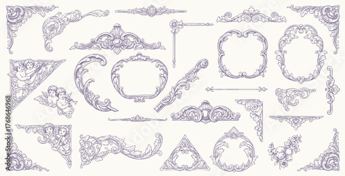 Vintage Baroque Victorian frame border, frame flower pattern vector floral engraved scroll ornament leaf retro decorative design. filigree calligraphic heraldic shield swirl