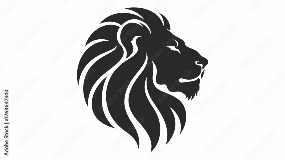 Fototapeta premium Lion head vector illustration simple black and white design suitable for logo or branding