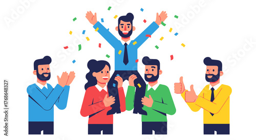 Triumphant Team Celebrating Victory and Success, Filled with Joy and Excitement, Together